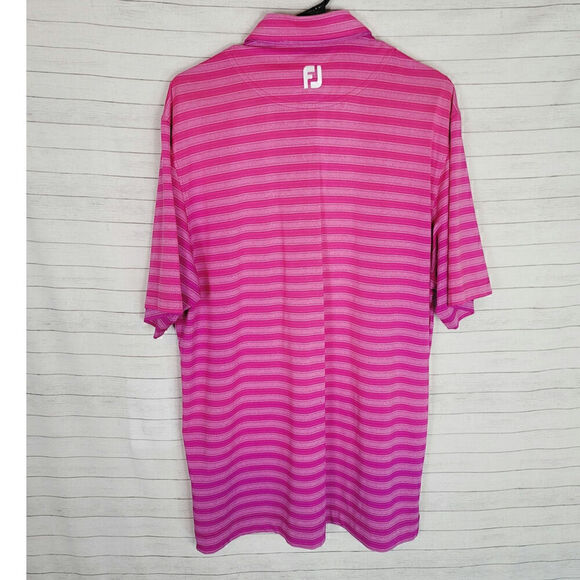 FOOTJOY STRIPED OMBRE PINK SHORT SLEEVE POLO, SZ MEDIUM - Picture 10 of 15